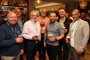 Pictured from left are Tim White of Shard Projects Ltd, Tony Pounder of Intelligent Decisioning, Mike Butler of Thompson Butler Associates, Tony Brooks of The Leadership Training Workshop, Mathew Bloodof The Sweet House Bakery Nottingham, Harry Hinks of The LOF Group and Jason Cooke of The Merry Men